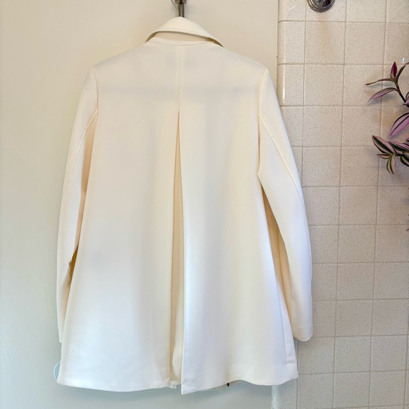 T Tahari Cream Trench Coat Women's Large Minimalist Classic Career Jacket A Line - Picture 2 of 5
